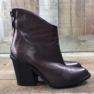 Diesel Metallic Brown Leather Ankle Boots Booties Womens 7 Heeled Boots‎